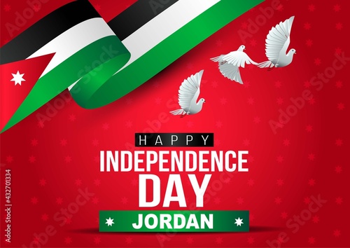 happy independence day Jordan. flying  dove with Jordan flag. vector illustration design