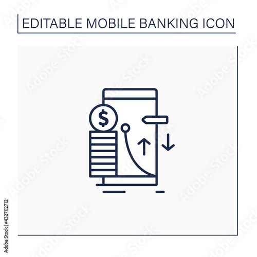 Transaction limit line icon. Cash limits for different operations. Prohibition transferring money between accounts. Online mobile banking service concept. Isolated vector illustration.Editable stroke