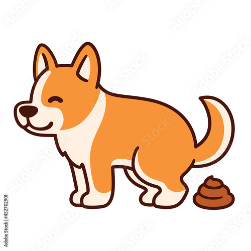 Cartoon Corgi dog pooping