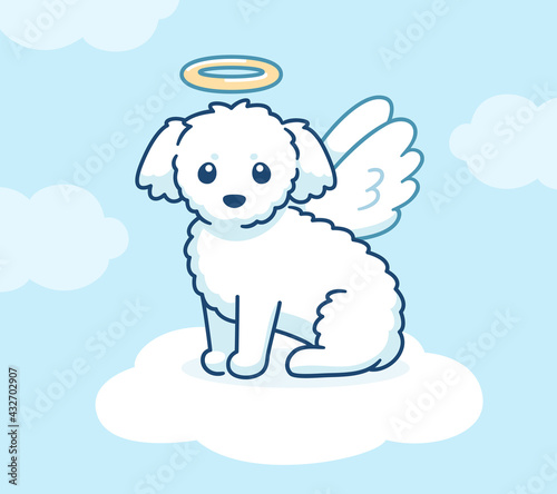 Cute dog angel cartoon drawing