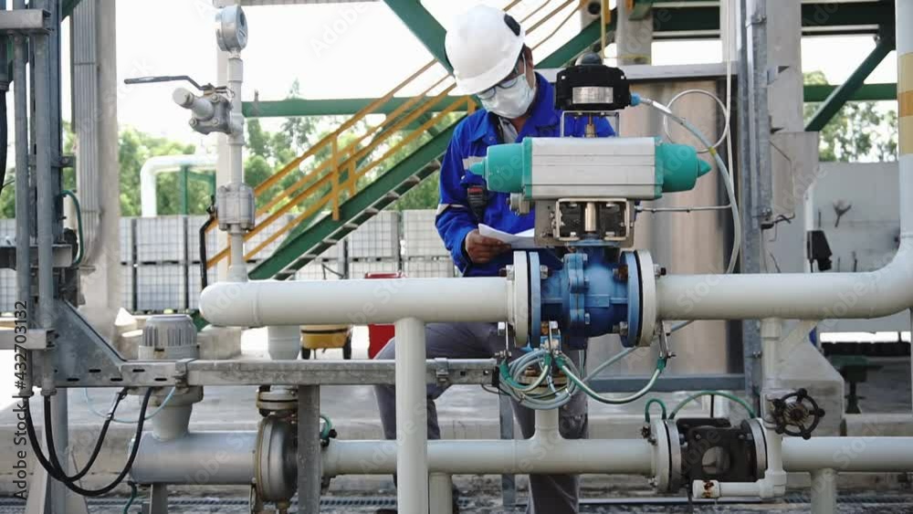 Instrument technician check control valve of the chemical factory Instrument technician check control valve of the chemical factory