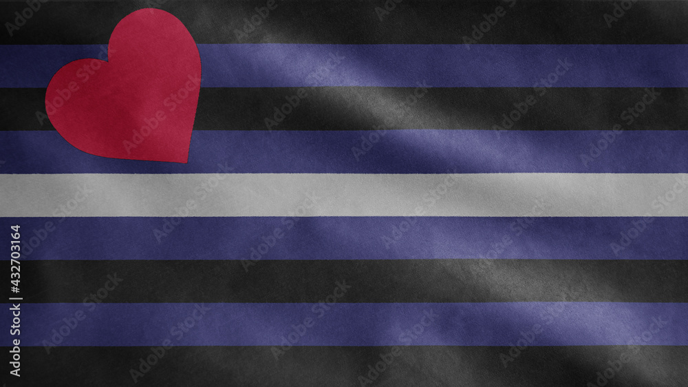 Leather pride flag waving in the wind. BDSM community banner blowing ...