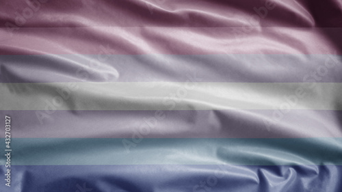 Gender binary flag waving in the wind. Binarism community banner blowing. photo