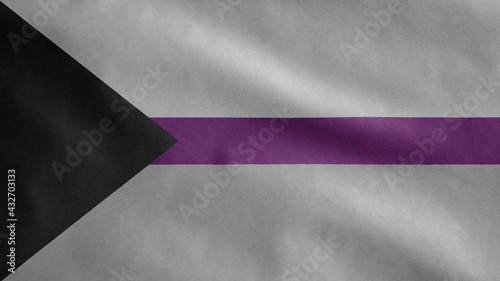 Demisexuality flag waving in the wind. Close up of Demisexual banner blowing.