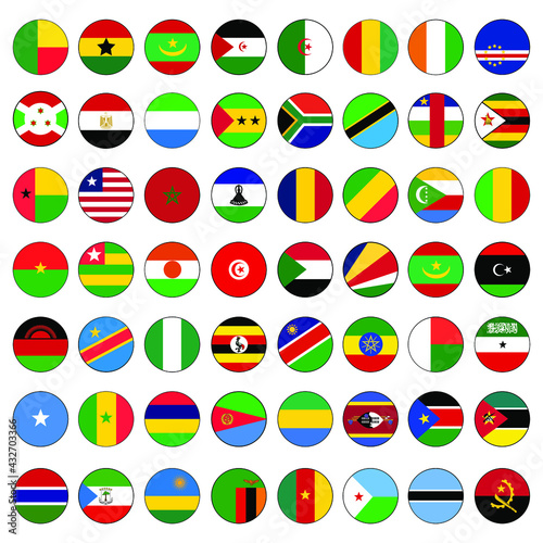 African Country Flag (56) Icon Set Circle Vector Icon Set.
