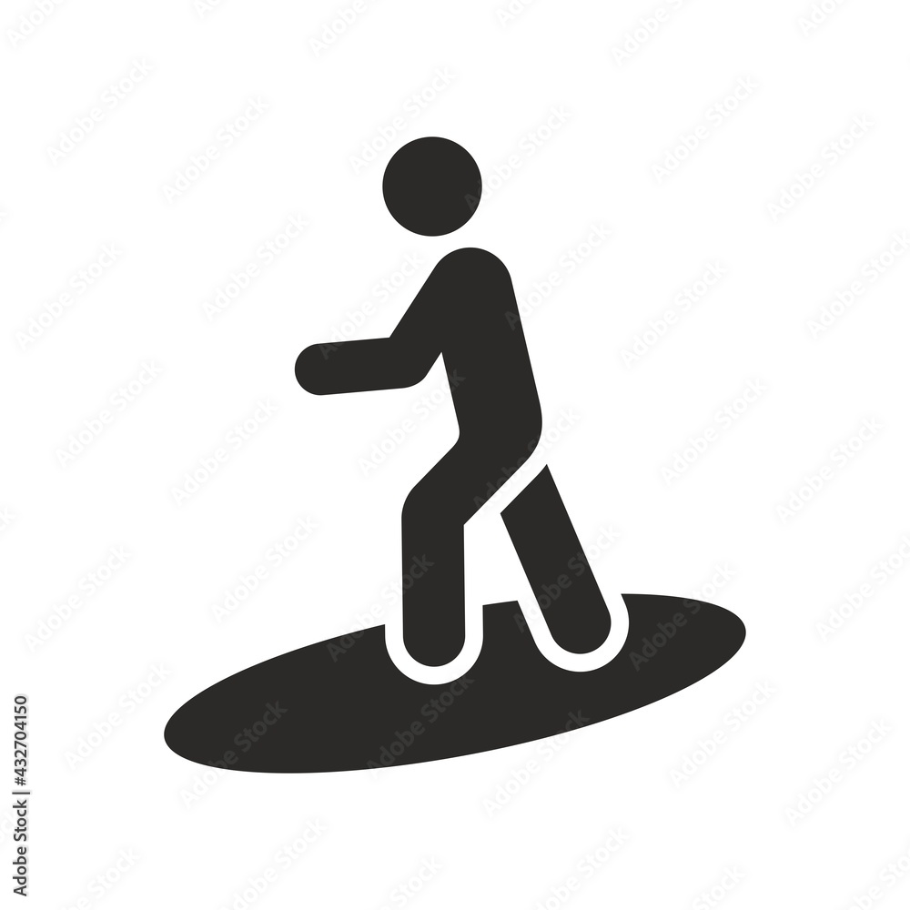 Surfer icon. Surfboard. Vector icon isolated on white background.