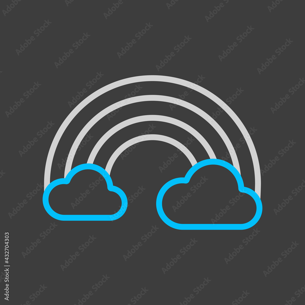 Rainbow and cloud vector icon on dark background Rainbow and cloud vector icon on dark background
