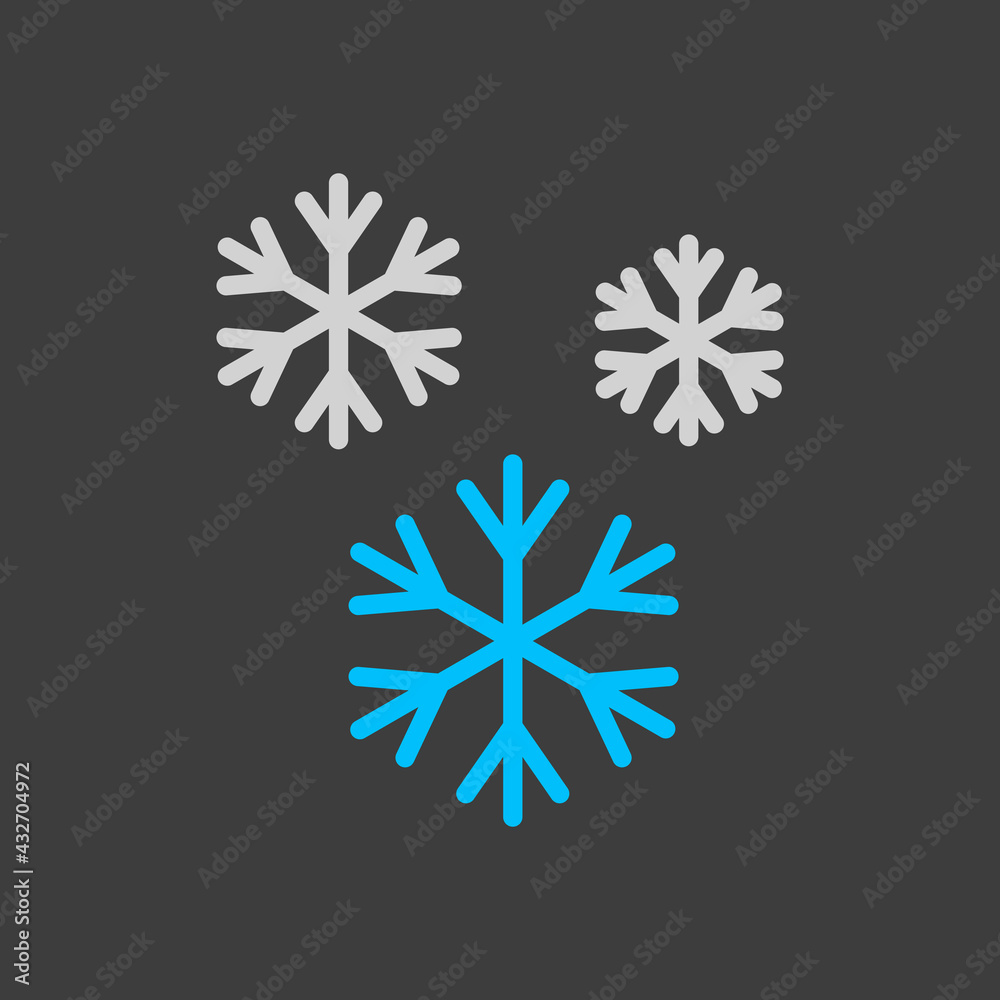 Snowflakes vector flat icon on dark background Snowflakes vector flat icon on dark background