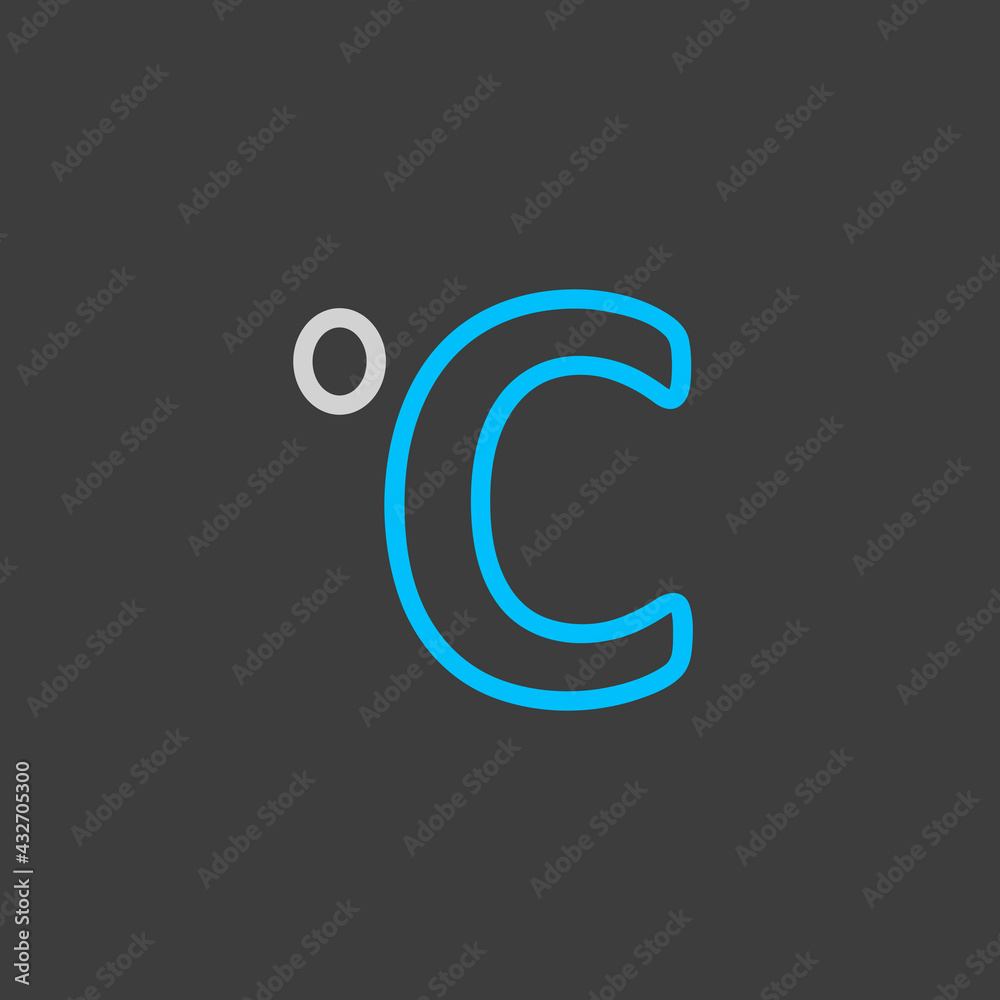 Fototapeta premium Celsius degrees vector icon on dark background