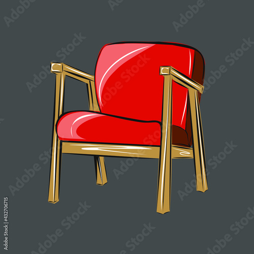 Armchair. Sofa. Part of a set of furniture and interior accessories. Isolated vector objects.