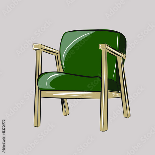 Armchair. Sofa. Part of a set of furniture and interior accessories. Isolated vector objects.