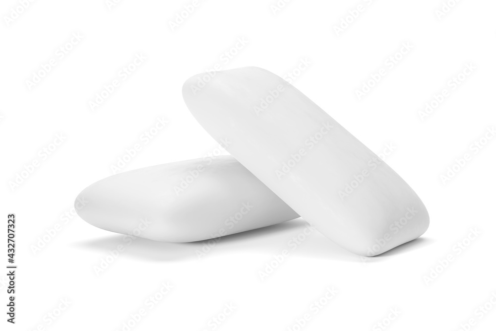 Chewing gum tabs isolated on a white. 3D rendering.