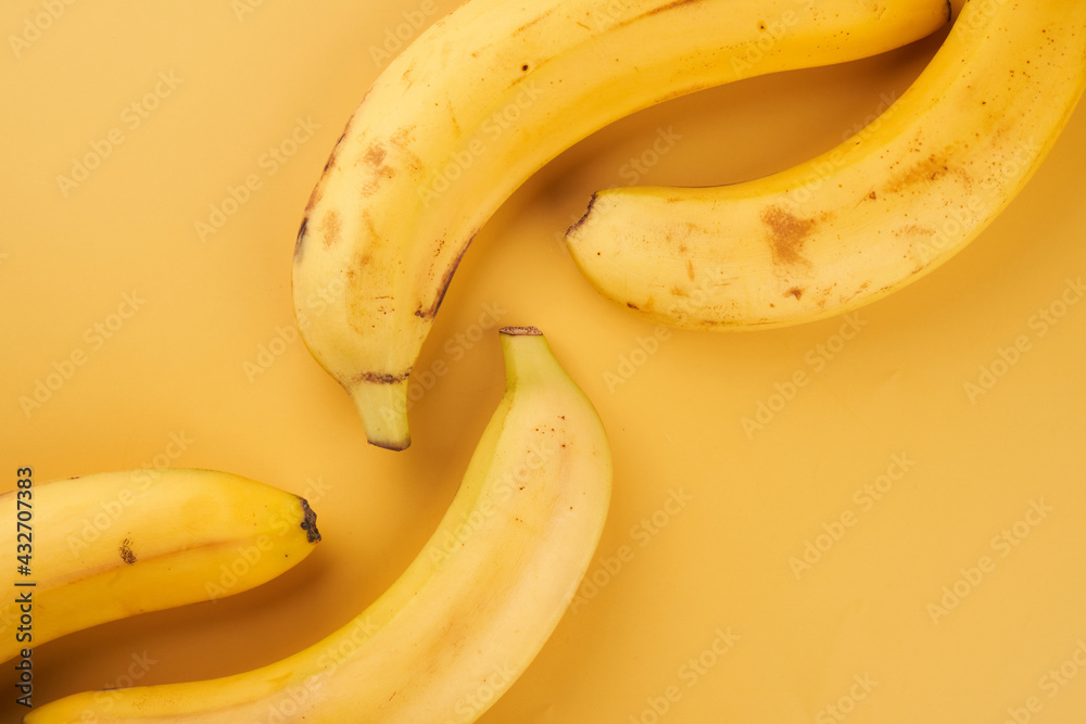 Bananas yellow background with copy space Bananas yellow background with copy space