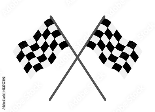 Flag of race. Checkered flag for start and finish. Black-white icon of rally for car. Checker background for auto, speed, sport and winner. Illustration for competition of champion on road. Vector