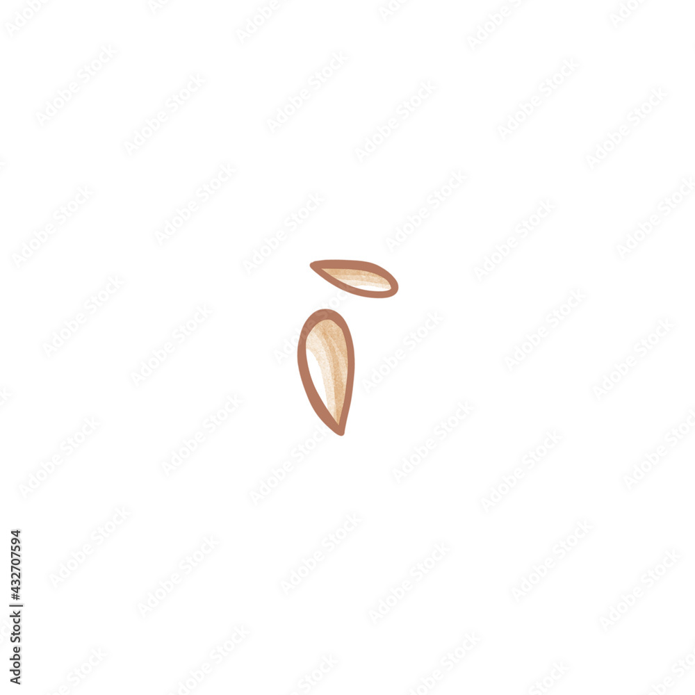 Watercolor asian food sesame seeds. Textured digital art. Print for menu, restaurant, sticker, postcard, textiles, tattoo, stationery, packaging brand