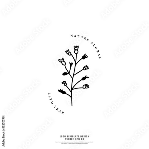 Elegant floral logo design template on white background