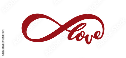 Infinity love hand drawn calligraphy sign. Eternal love lettering symbol. Vector illustration.