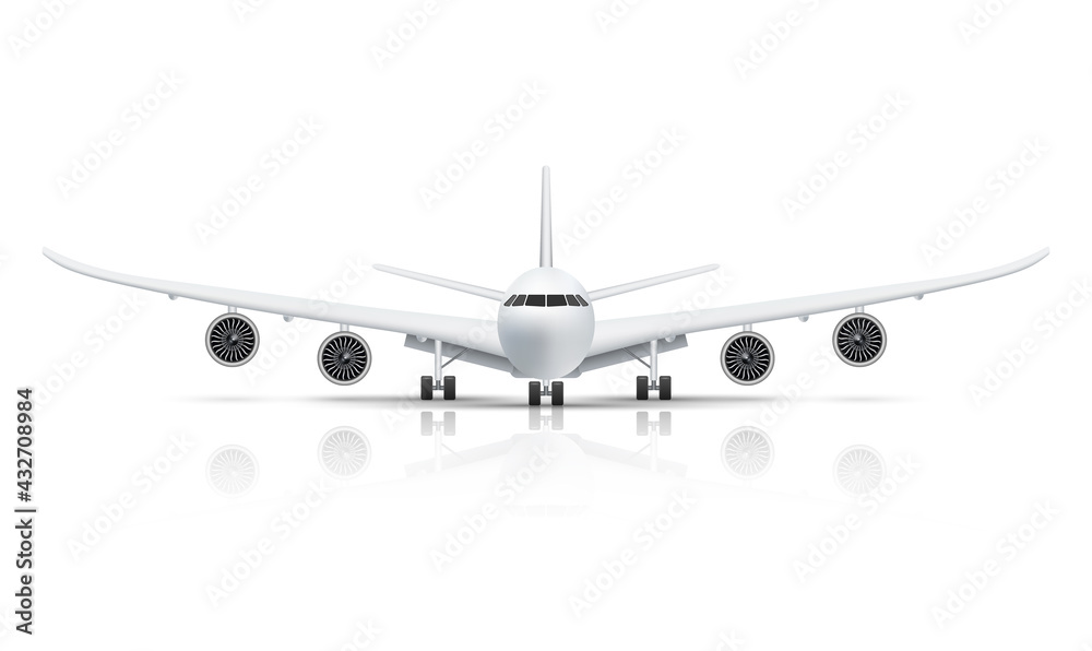 Front view of airplane isolated on white background vector illustration Front view of airplane isolated on white background vector illustration