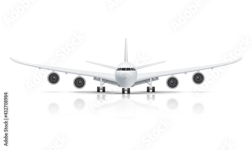 Front view of airplane isolated on white background vector illustration