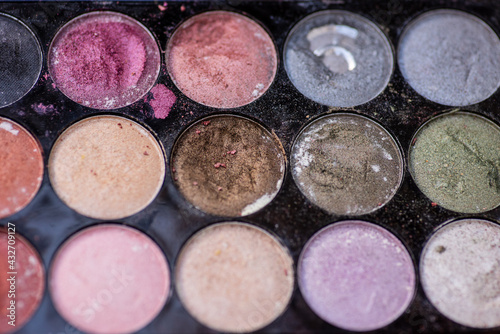 Close up shot of cosmetics kit shot from above 