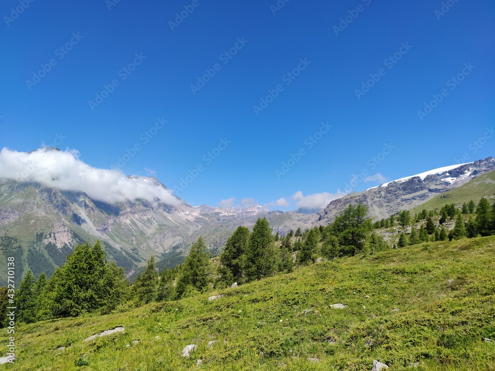 hiking in the mountains, Alps, Italy, Aosta Valley 