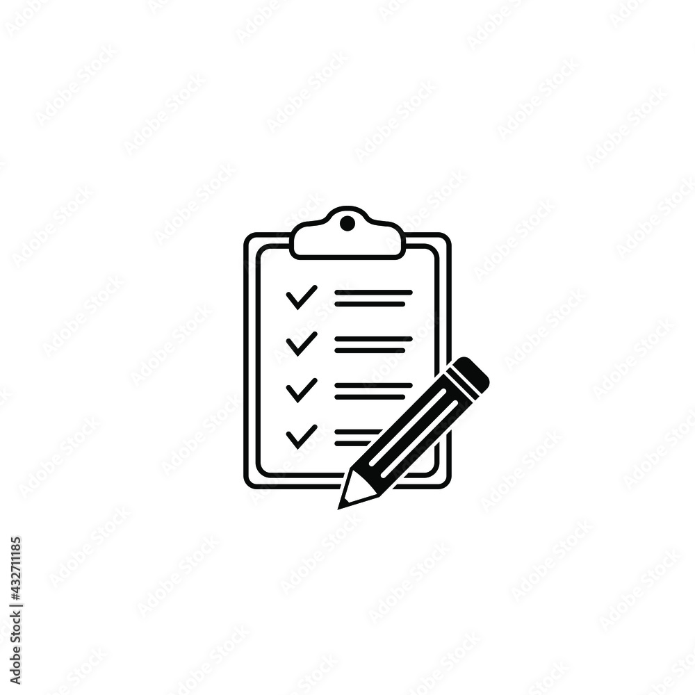 Clipboard pencil vector icon. Black illustration isolated on white background for graphic and web design. Clipboard pencil vector icon. Black illustration isolated on white background for graphic and web design.