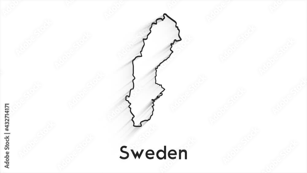 Sweden Map Showing Up Intro By Regions 4k animated Sweden map intro background with countries appearing and fading one by one and camera movement