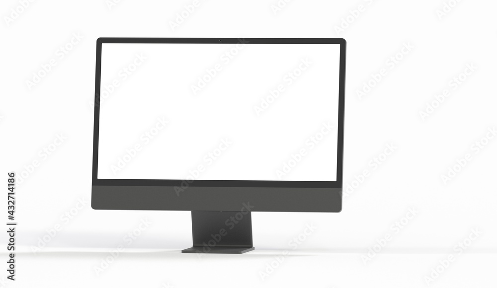 Computer display with blank white screen 3d