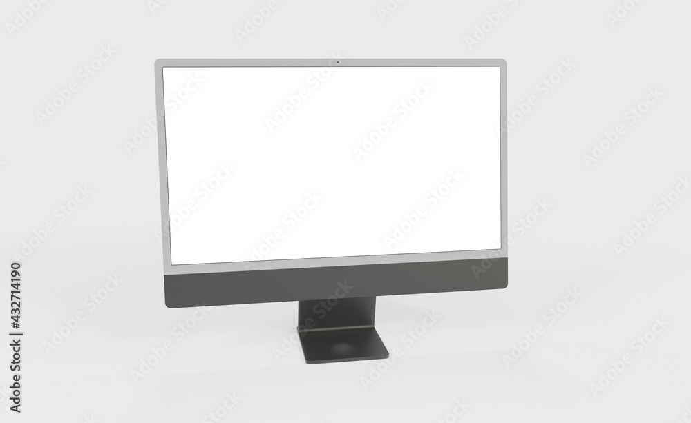 Realistic new flat screen computer monitor 3d style mockup with blank screen isolated 3d Realistic new flat screen computer monitor 3d style mockup with blank screen isolated 3d
