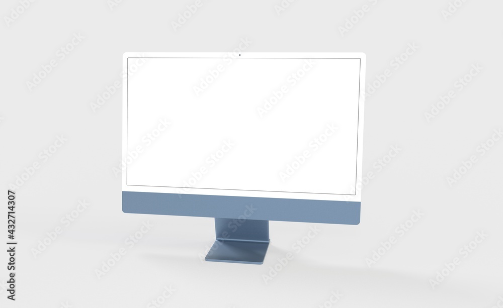 Realistic new flat screen computer monitor 3d style mockup with blank screen isolated 3d Realistic new flat screen computer monitor 3d style mockup with blank screen isolated 3d