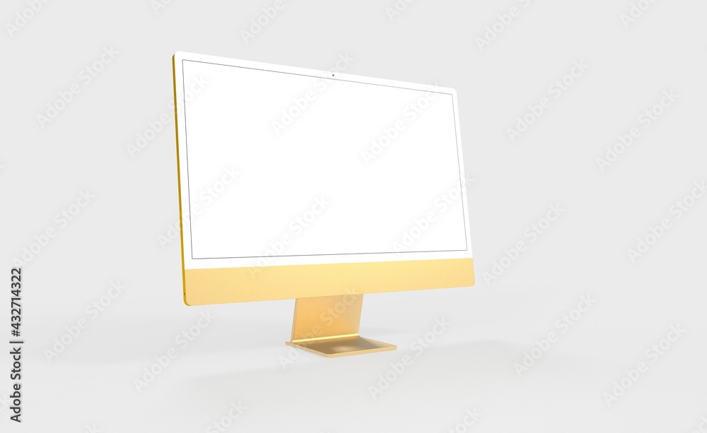 Realistic new flat screen computer monitor 3d style mockup with blank screen isolated 3d Realistic new flat screen computer monitor 3d style mockup with blank screen isolated 3d