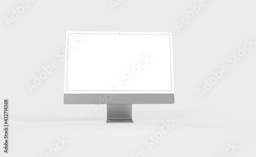 Realistic new flat screen computer monitor 3d style mockup with blank screen isolated 3d