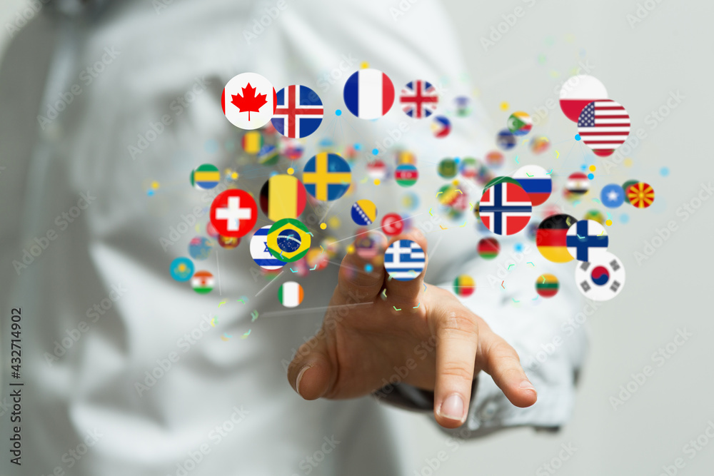 Global communication, international messaging and translation concept Global communication, international messaging and translation concept