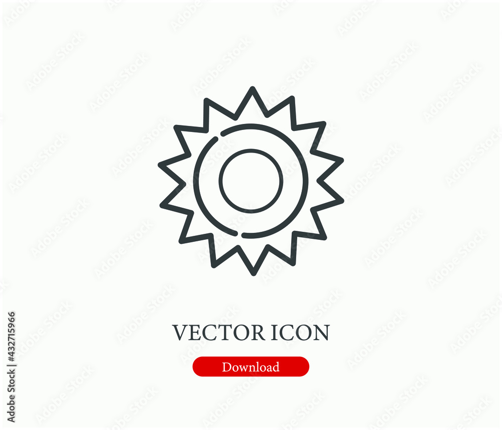 Sunny vector icon.  Editable stroke. Linear style sign for use on web design and mobile apps, logo. Symbol illustration. Pixel vector graphics - Vector