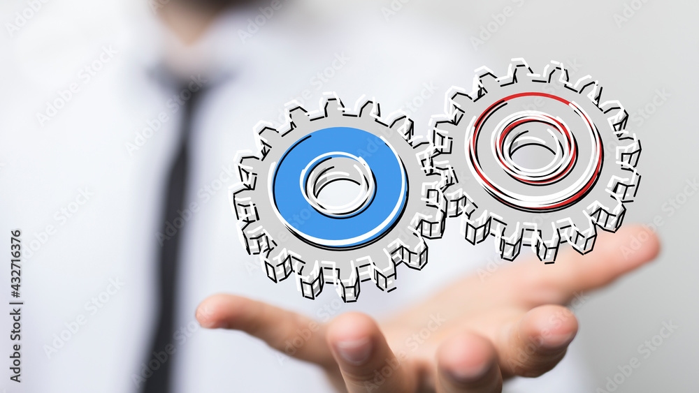 gear connectipn technology concept 3d gear connectipn technology concept 3d