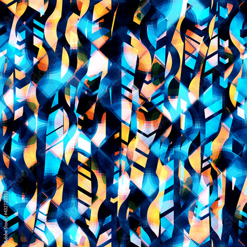 Blue and orange seamless texture. Abstract vector background for web page, banners backdrop, fabric, home decor, wrapping