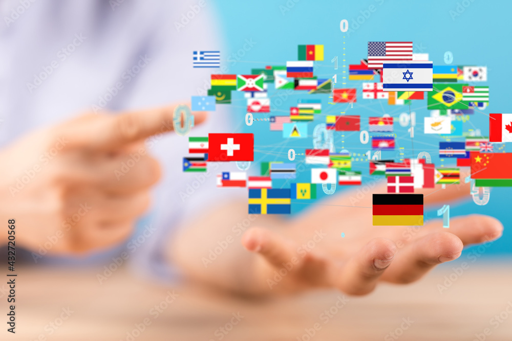 World map with all states and their flags,3d render. World map with all states and their flags,3d render.