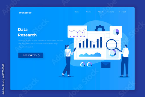 Data research landing page illustration concept. Illustration for websites, landing pages, mobile applications, posters and banners.