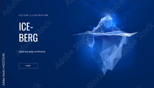 Fényképezés Iceberg futuristic polygonal illustration on blue background