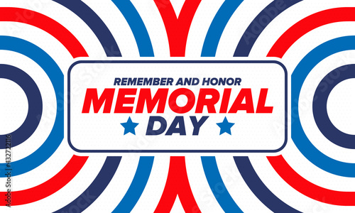 Memorial Day in United States. Remember and Honor. Federal holiday for remember and honor persons who have died while serving in the United States Armed Forces. Celebrated in May. Vector poster