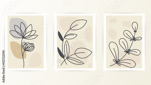 Collections  modern abstract line leaves vector with different shapes for wall decoration, on white background, Vector Illustration EPS 10