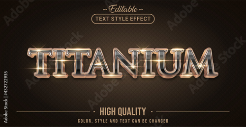 Editable text style effect - Shinny Titanium text style theme.