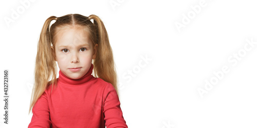 Child portrait isolated over white background with copy space