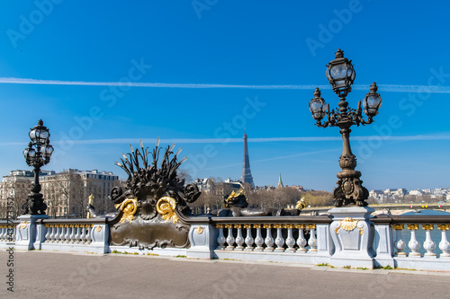  Paris, the Alexandre III bridge on the Seine, with the Eiffel Tower in background 