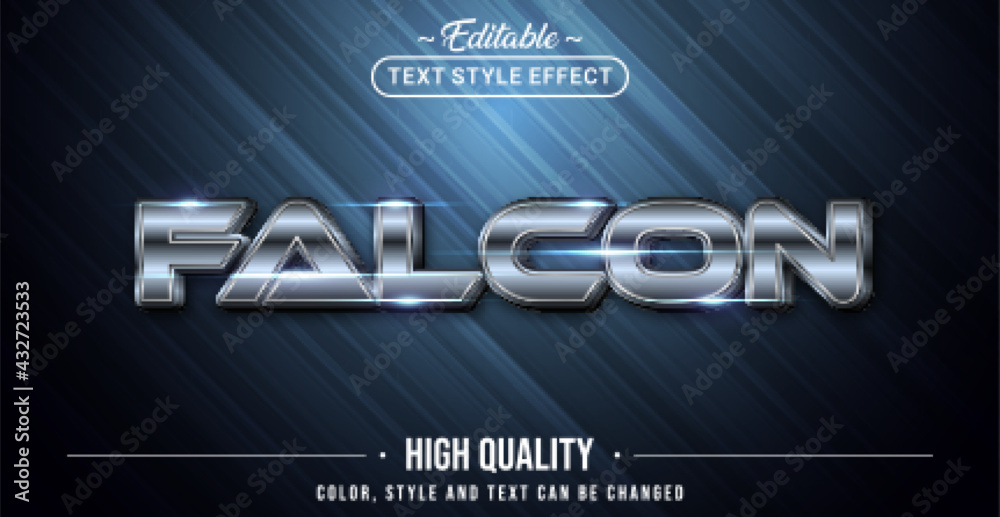 Editable text style effect - Falcon Silver text style theme. Stock ...