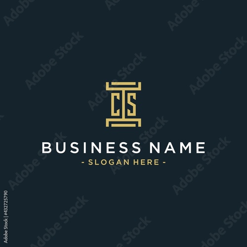 CS initial logo monogram design for legal, lawyer, attorney and law firm vector