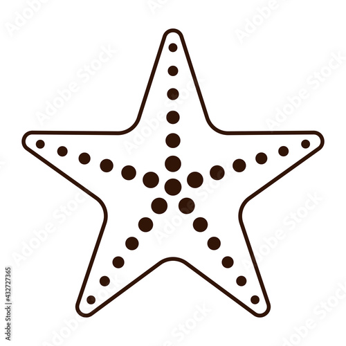 Starfish Outline Isolated Icon on White Background. Sea star symbol for logo, web design, stickers, prints. Sea animal flat icon, thin line