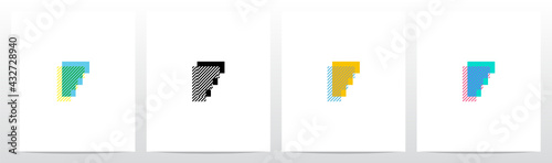 Stripes On The Foreground Letter Logo Design F