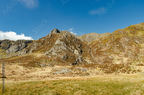 Mountain landscape in Wales - near Devil's kitchen and Llyn Idwal lake