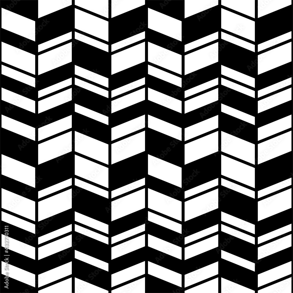 Abstract black and white seamless pattern. Background texture. Irregular geometrical shapes parallelogram, rhomb. Chevron zigzag print, wrapping paper, wallpaper, textile, fabric, surface textures. Abstract black and white seamless pattern. Background texture. Irregular geometrical shapes parallelogram, rhomb. Chevron zigzag print, wrapping paper, wallpaper, textile, fabric, surface textures.